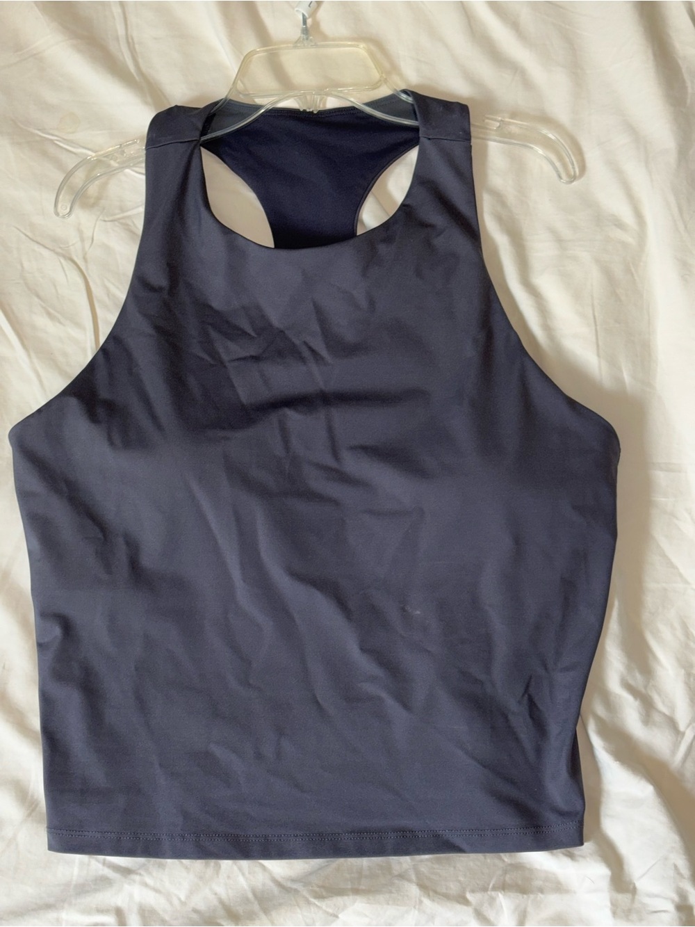 Fabletics Charcoal Racerback Crop Sports Bra
